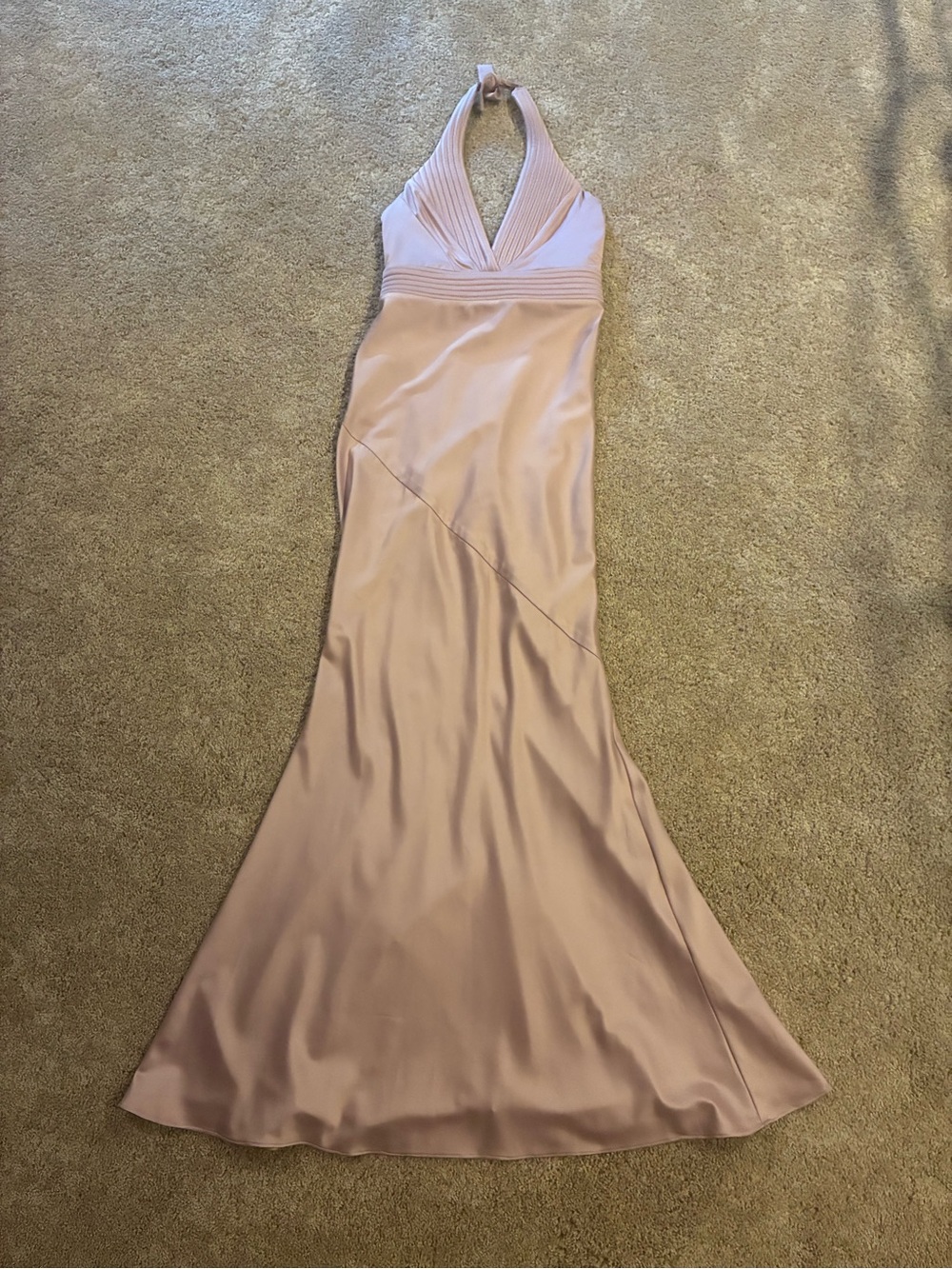 Zhivago Sleeveless Blush Pink Satin V-Neck Evening Gown - Picture 7 of 7